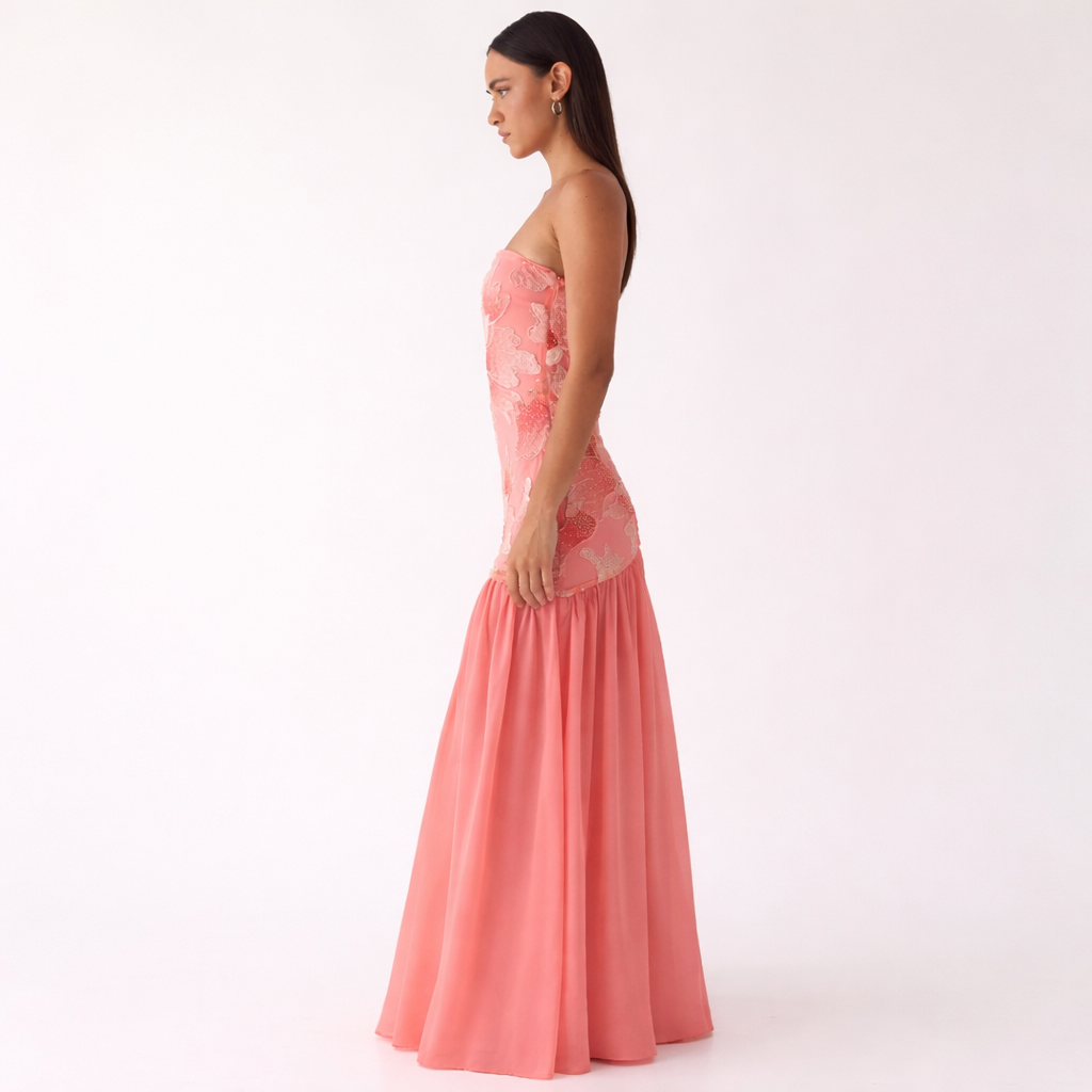 Allana Maxikleid mit Perlenbesatz - Papaya