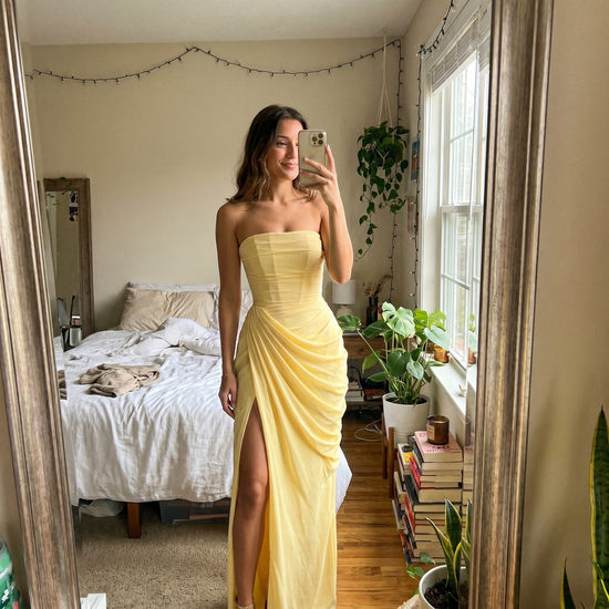 Trägerloses Korsett-Maxikleid