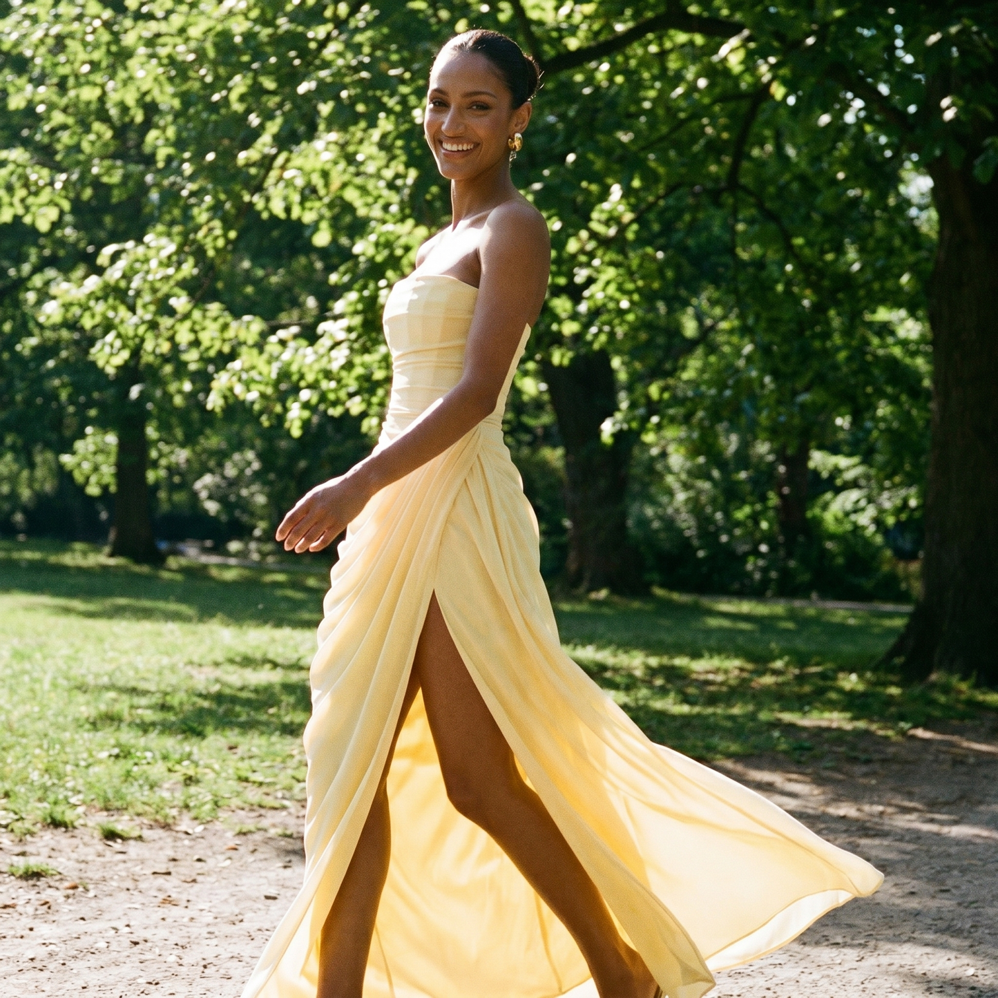 Trägerloses Korsett-Maxikleid