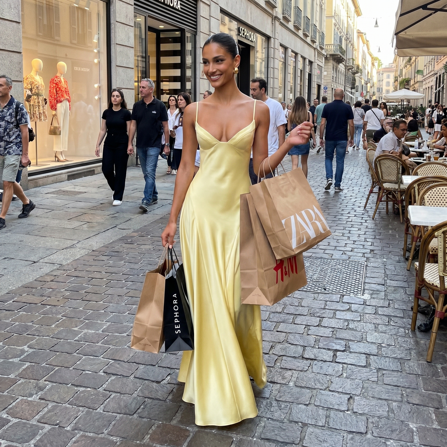 Asterin-Maxikleid mit schmalen Trägern und Schnürung am Rücken