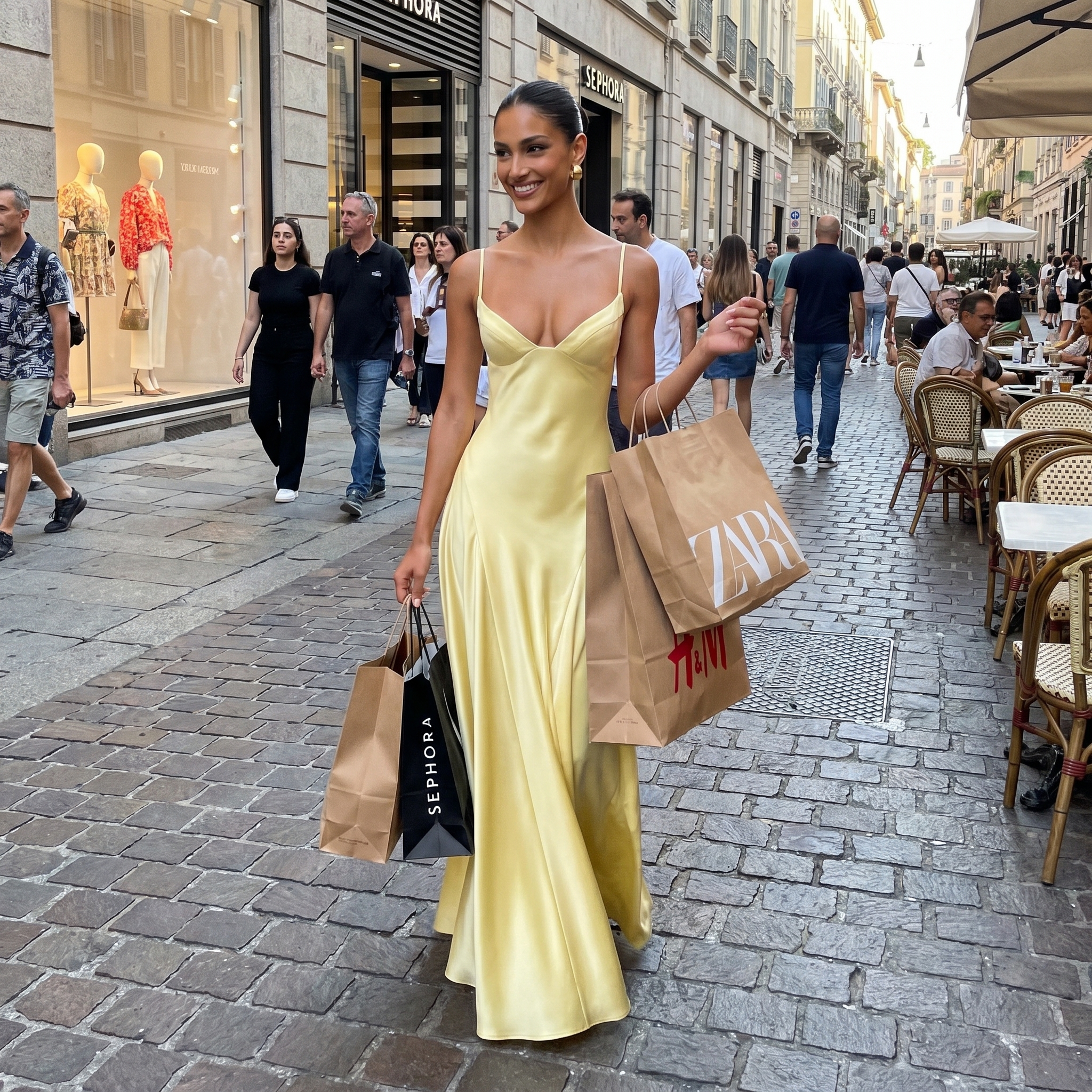 Asterin-Maxikleid mit schmalen Trägern und Schnürung am Rücken