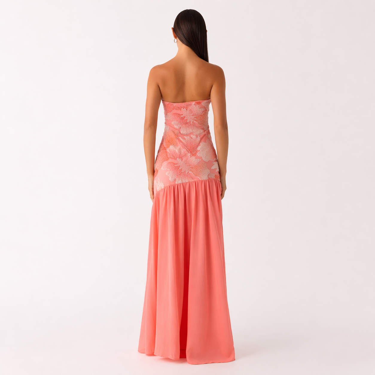 Allana Maxikleid mit Perlenbesatz - Papaya