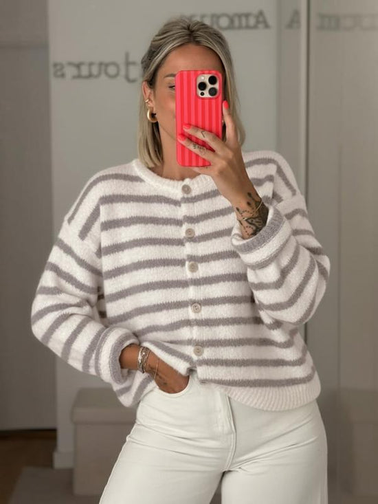 Gestreifter Cardigan im Retro-Stil