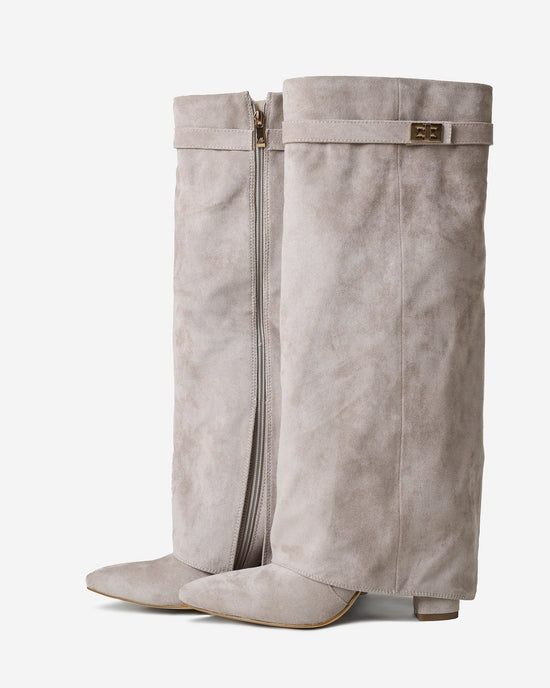 Bottes en daim Lavista hauteur genou - Taupe