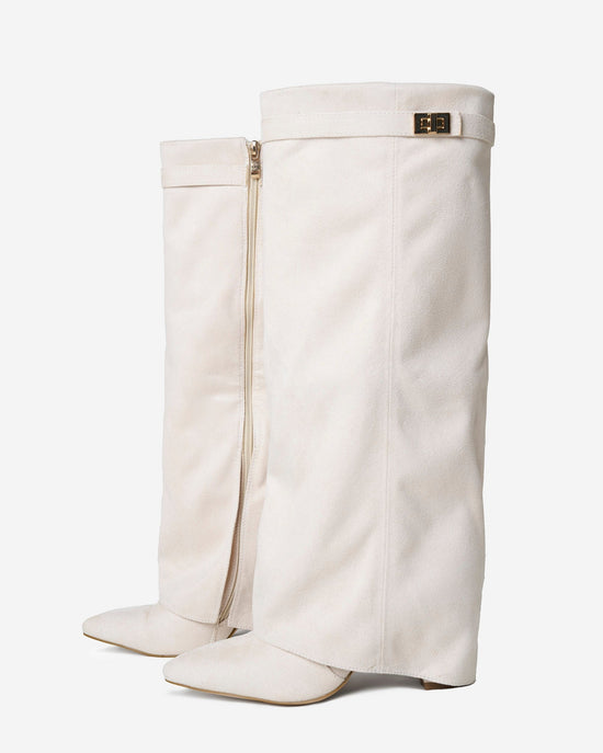 Bottes hautes en daim Lavista - Crème