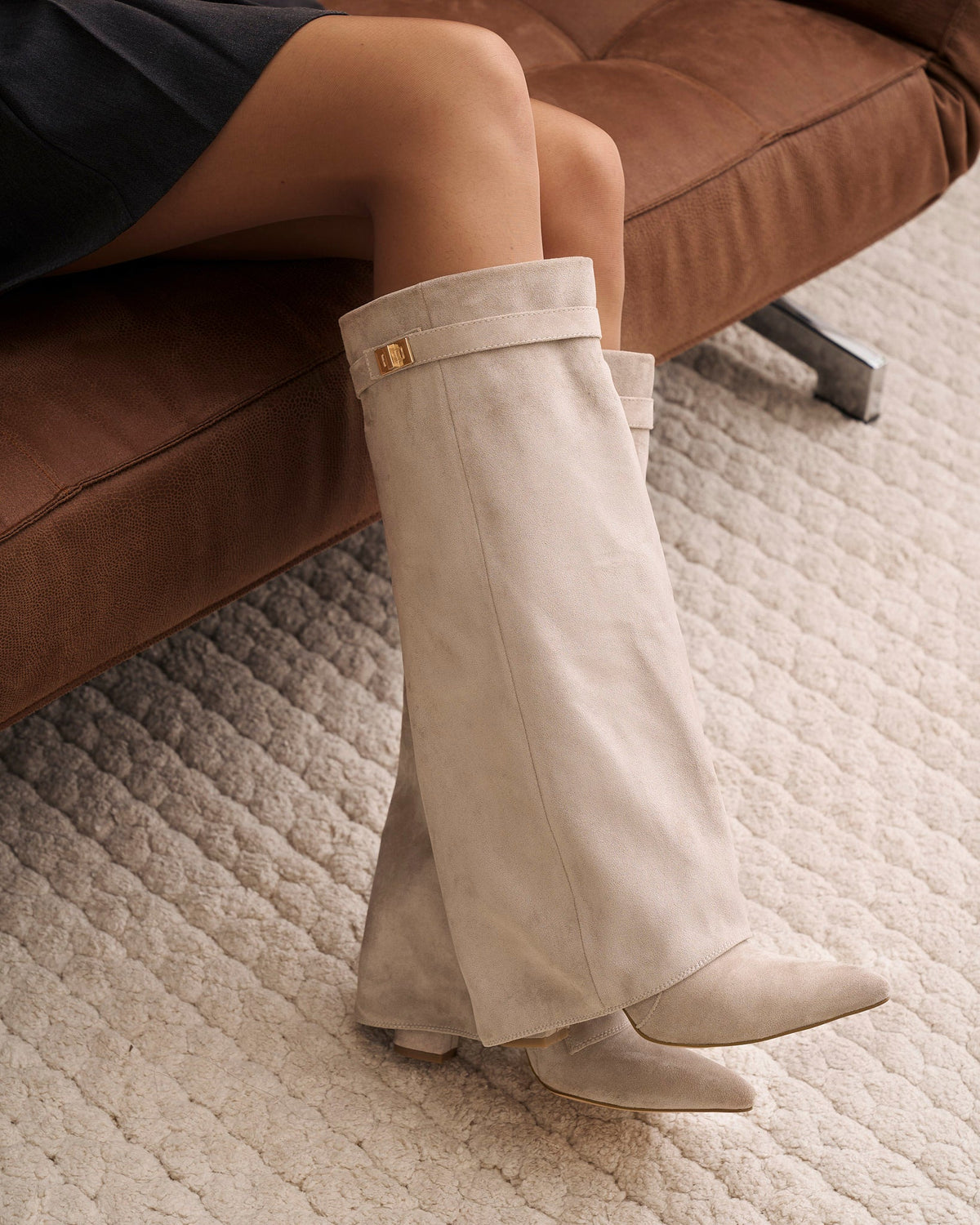 Bottes en daim Lavista hauteur genou - Taupe