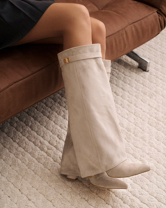 Bottes en daim Lavista hauteur genou - Taupe