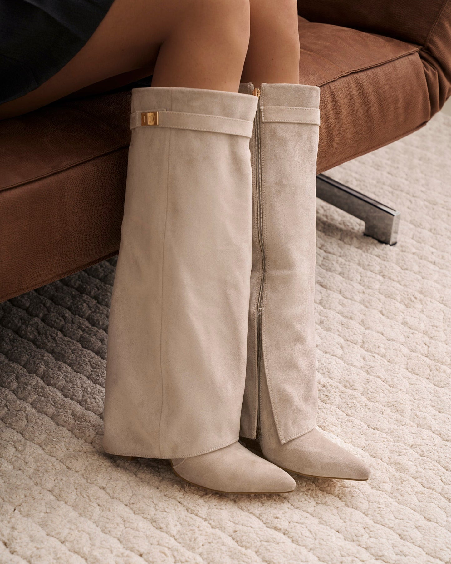Bottes en daim Lavista hauteur genou - Taupe
