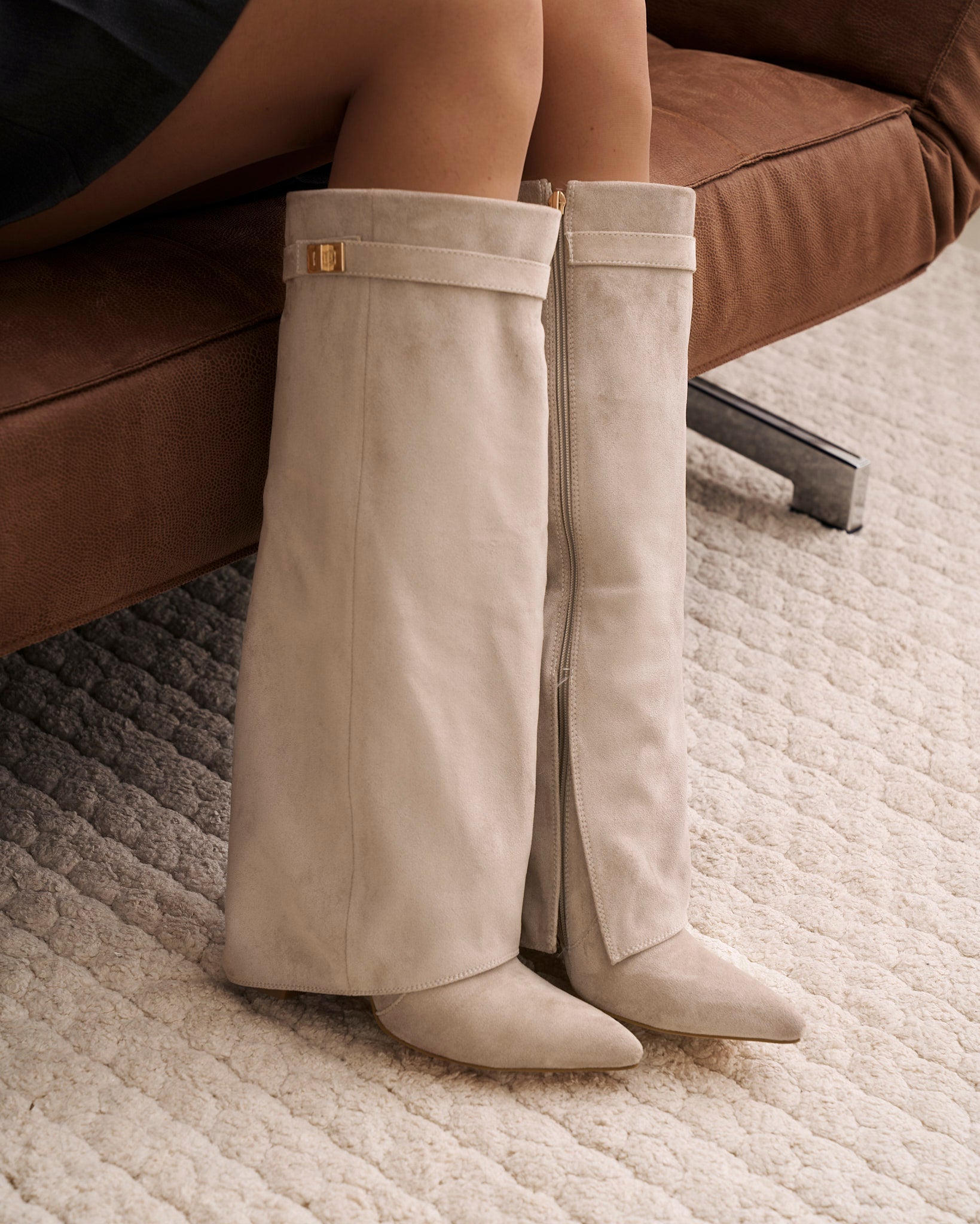 Bottes en daim Lavista hauteur genou - Taupe