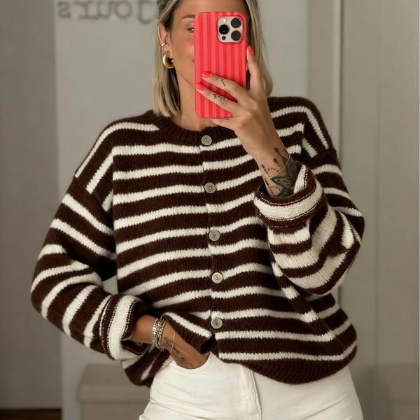 Retro Charm Striped Cardigan